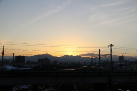 日が沈む-手稲山